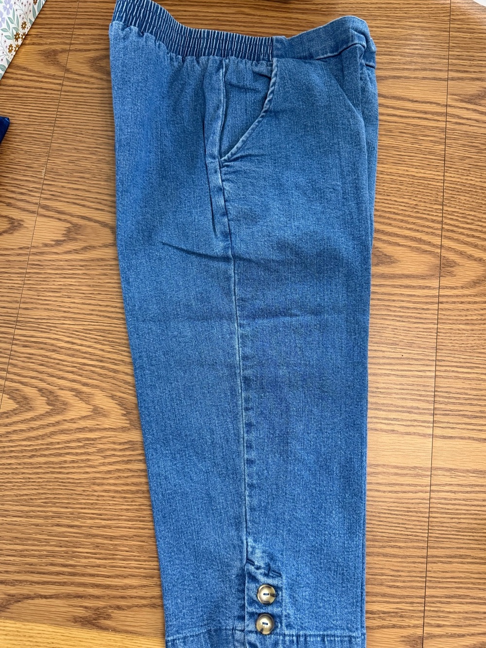 D&Co NWOT Skimmer Capri Crop Pants - Indigo, Flat Front, Elastic Back, Stretch